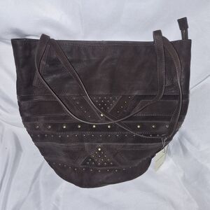 Lucky Brand Dark Brown Studded Shoulder Bag